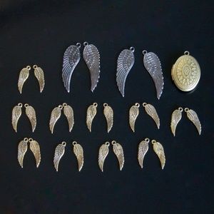 Mini Wings Charms Pendants Steampunk Angel Feather